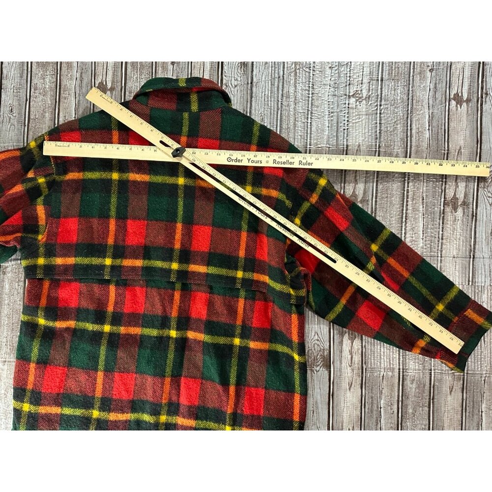 Johnson Woolen Mills Shirt Jacket Wool Plaid Full Zip Up Size 20 Vintage - Picture 7 of 7